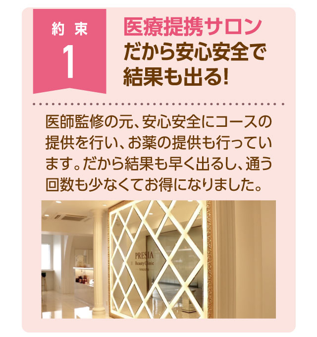 約束１　医療提携サロンだから安心安全で結果も出る！