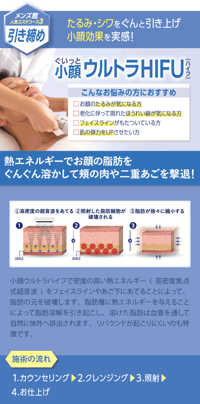 メンズ館人気エステコース3引き締め