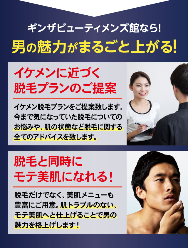 ギンザビューティメンズ館なら、男の魅力がまるごと上がる！